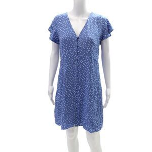 Rails Womens Short Sleeve V-neck Polka Dotted Maxi Dress Blue Size M